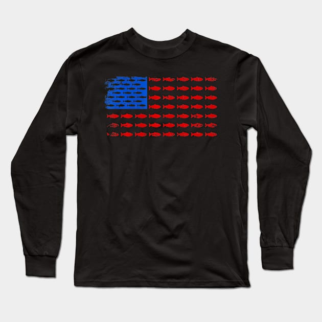 Fishing USA flag Long Sleeve T-Shirt by mccloysitarh